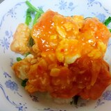 エビチリ丼☆ほうれん草ナムル入り